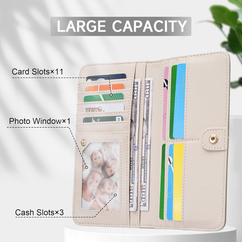 KITEVIUN RFID Wallet Women Ultra Slim Thin Womens Wallet Compact Clutch Long Ladies Wallet for Women WHITE - Image 3